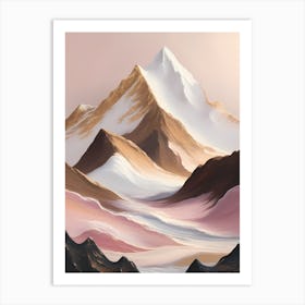 Pink Gold Mountain Landscape II Art Print