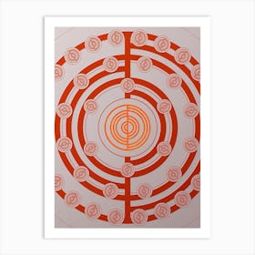 Geometric Abstract Glyph Circle Array in Tomato Red n.0200 Art Print