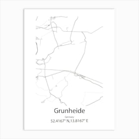 Grunheide,Germany Minimalist Map Art Print