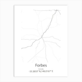 Forbes,Australia Minimalist Map Art Print