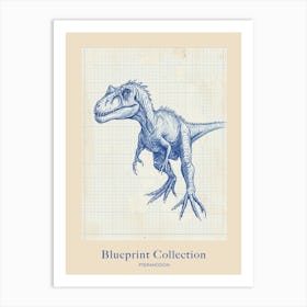 Pteranodon Dinosaur Blue Print Style 1 Poster Art Print