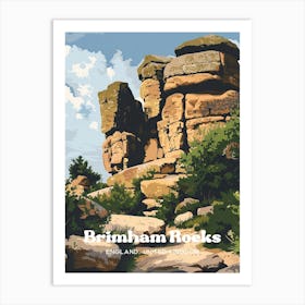 Brimham Rocks England Vintage Art Illustration Poster