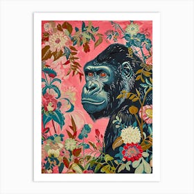 Floral Animal Painting Gorilla 3 Art Print