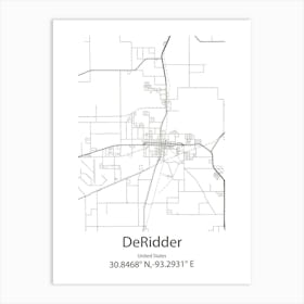 Deridder,United States Minimalist Map Art Print