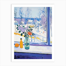The Windowsill Of Rovaniemi   Finland Snow Inspired By Matisse 4 Art Print