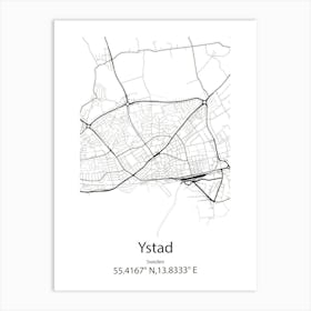 Ystad,Sweden Minimalist Map Art Print