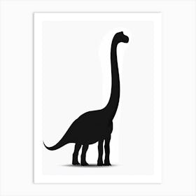 Black Brontosaurus Dinosaur Silhouette 1 Art Print