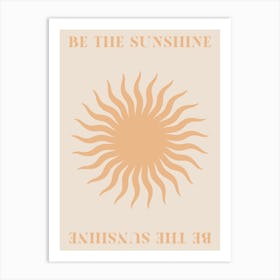 Be The Sunshine Retro Bohemian Orange Quote Wall Art Print