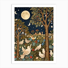 William Morris Doves In The Moonlight Art Print