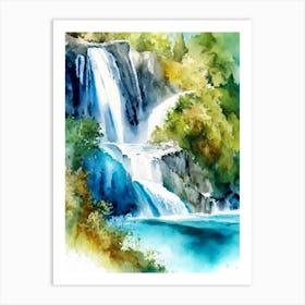 Zrmanja Waterfalls, Croatia Water Colour  (2) Art Print