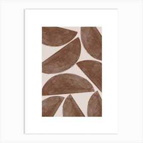Brown Leaves Geometric Shapes Art Print