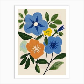 Painted Florals Periwinkle 1 Art Print