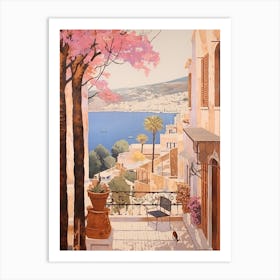 Bodrum Turkey 6 Vintage Pink Travel Illustration Art Print