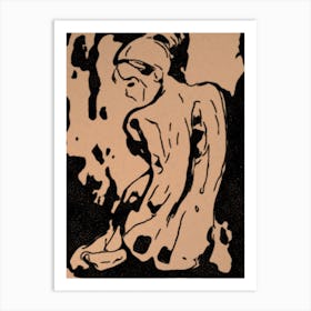 Nude Woman Black and Wight Art Print