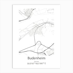 Budenheim,Germany Minimalist Map Art Print