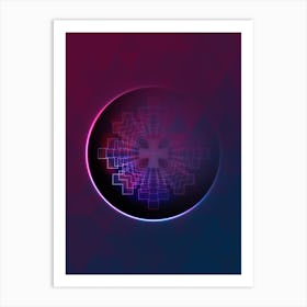 Geometric Neon Glyph on Jewel Tone Triangle Pattern 327 Art Print