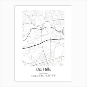 Dix Hills,United States Minimalist Map Art Print