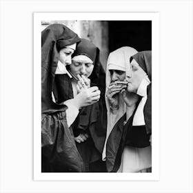 Nuns Smoke On Break Art Print