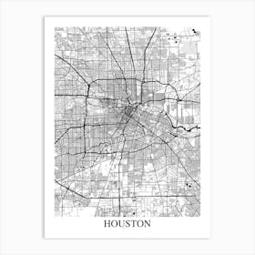 Houston Texas White Black Art Print
