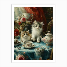 Kittens At Aftertoon Tea Rococo Inspired 2 Art Print
