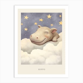 Sleeping Baby Hippopotamus Nursery Poster Art Print