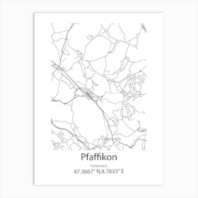 Pfaffikon,Switzerland Minimalist Map Art Print