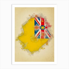 Niue Flag Vintage Art Print