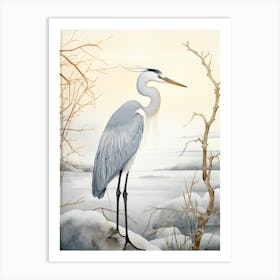 Winter Bird Painting Great Blue Heron 7 Art Print