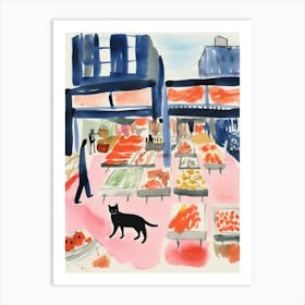 The Food Market In New York 4 Illustration Art Print