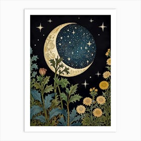 Moon And Flowers Style William Morris 28 Art Print