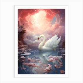 Swan In The Water Art Print