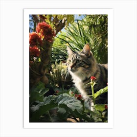 Realistic Photography Of A Cat In A Botanical Garden Art Print
