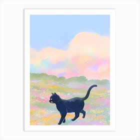 Black Cat In A Field Art Print