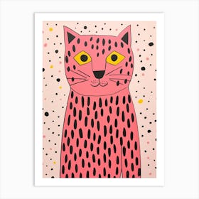 Pink Polka Dot Bobcat 1 Art Print