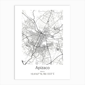 Apizaco,Mexico Minimalist Map Art Print