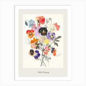 Wild Pansy 3 Collage Flower Bouquet Poster Art Print