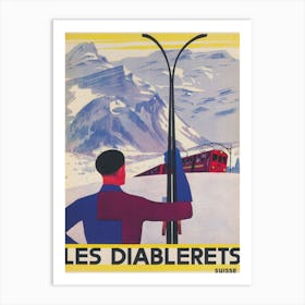 Les Diableres Switzerland Vintage Ski Poster Art Print