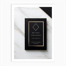 Black Card Engagement Invitation Featuring A Sleek Modern Geometric Design Bathed In A Luxurious G (5) Art Print