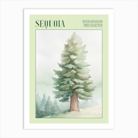 Sequoia Tree Atmospheric Watercolour Painting 3 Poster Art Print