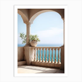 Balcony Overlooking The Sea Summer Vintage Photography Art Print