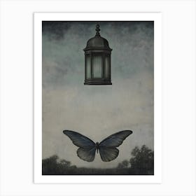 Butterfly And Lantern Art Print