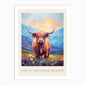 Cow In The Purple Meadow Poster Art Print