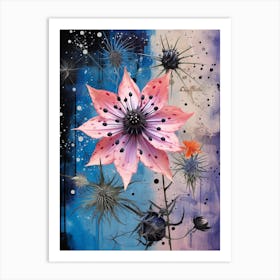 Surreal Florals Love In A Mist Nigella 3 Flower Painting Art Print