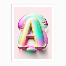 A, Alphabet Bubble Rainbow 4 Art Print