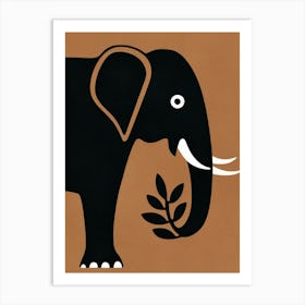 Elephant With Leaves Art Print