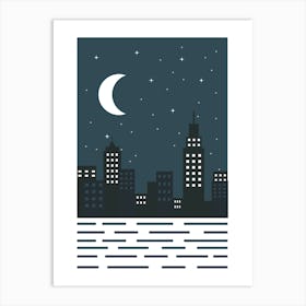 Night City Skyline Art Print