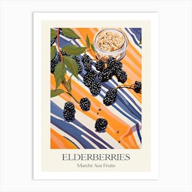 Marche Aux Fruits Elderberries Fruit Summer Illustration 1 Art Print