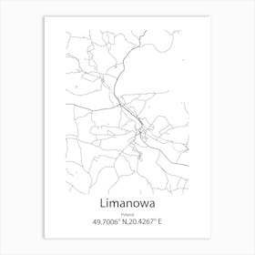 Limanowa,Poland Minimalist Map Póster