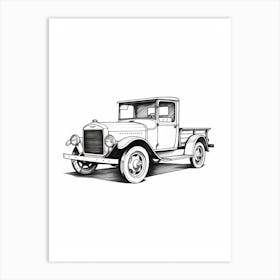 Ford Model T Line Drawing 2 Art Print