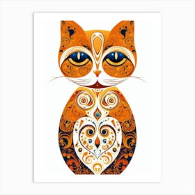 Funky Orange Cat Art Print
